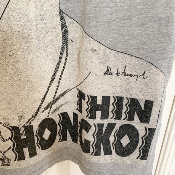 Thin Hongkoi Grey Harajuku Inspired Girl In Glitter Sunglasses T Shirt Dress - Picture 3 of 5